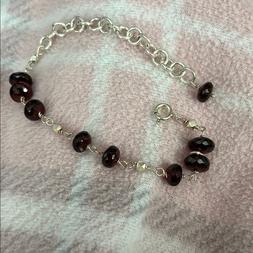 Vintage bohemian garnet and sterling bracelet